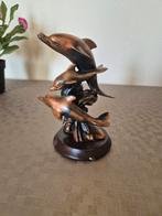 Bronzkleurige  vintage dolfijnen beeld, Ophalen of Verzenden, Zo goed als nieuw