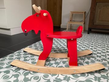 Rood houten schommelpaard/eland