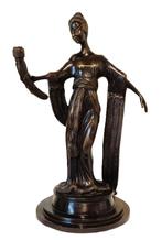 Bronzen beeld van elegante Dame - 43cm, Antiek en Kunst, Ophalen of Verzenden, Brons