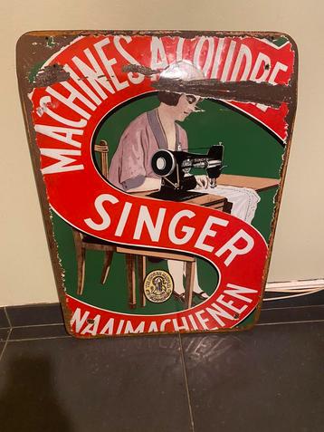 Emaille bord singer jaren 30