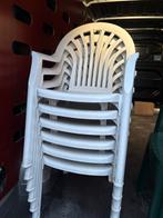 Witte tuinstoelen, Tuin en Terras, Ophalen, Gebruikt, Kunststof, Stapelbaar