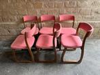 6 chaises de salle à manger en bois style Baumann, Stof, Zo goed als nieuw