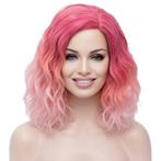 Carnaval pruik duo-color schouderlang met golfjes zonder pon, Envoi, Neuf