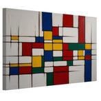Abstractie Piet Mondriaan stijl canvas 60x40cm - 18mm., Huis en Inrichting, Woonaccessoires | Wanddecoraties, Nieuw, Verzenden