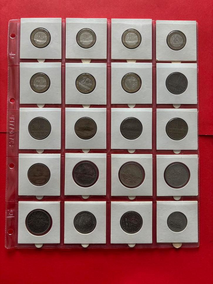 Franse munten en een bankbiljet, Postzegels en Munten, Bankbiljetten | Europa | Niet-Eurobiljetten, Frankrijk, Ophalen of Verzenden