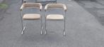 2 Vintage buisframe stoelen jaren 60, Ophalen, Twee, Bruin, Metaal