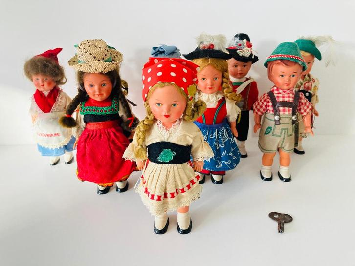 Set van 9 Tiroler oude poppen, Verzamelen, Poppen, Gebruikt, Pop, Ophalen of Verzenden