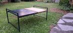 Industriële salontafel met marmer &houten blad van somerset., Huis en Inrichting, Tafels | Salontafels, Ophalen, Gebruikt