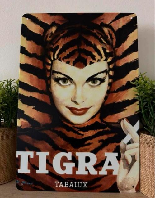 Metalen reclamebord Tigra, Verzamelen, Merken en Reclamevoorwerpen, Nieuw, Reclamebord, Ophalen of Verzenden