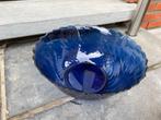 Blauwe glazen kom schaal - diameter 23 cm, Huis en Inrichting, Ophalen of Verzenden