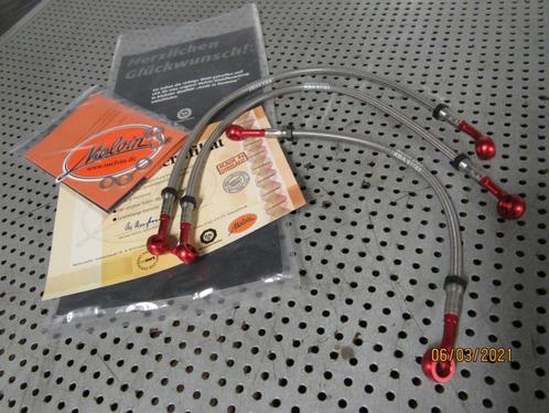 Set gevlochten remleidingen Melvin mix RVS en Alu Caféracer, Motoren, Accessoires | Overige, Nieuw, Ophalen of Verzenden