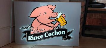 Rare bière cochon Rince publicitaire enluminée