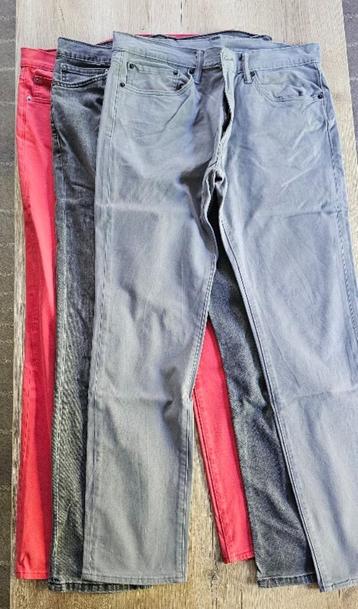 Lot 3 Levi’s 511 Slim W34 L32 – Rouge, gris clair & gris fon beschikbaar voor biedingen