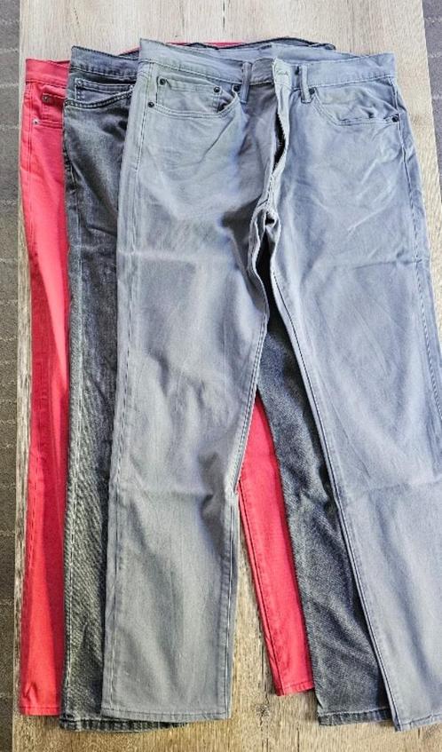 Lot 3 Levi’s 511 Slim W34 L32 – Rouge, gris clair & gris fon, Kleding | Heren, Broeken en Pantalons, Zo goed als nieuw, Overige maten