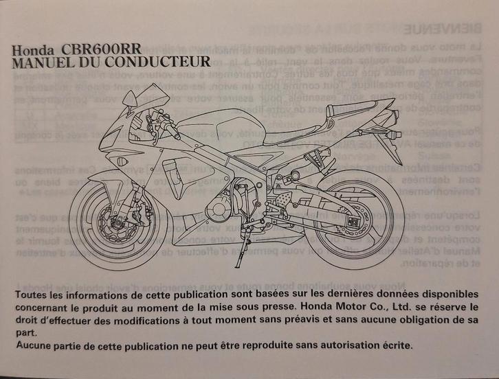 Origineel Honda CBR600RR Instructieboekje - Compleet, Motos, Modes d'emploi & Notices d'utilisation, Honda, Envoi