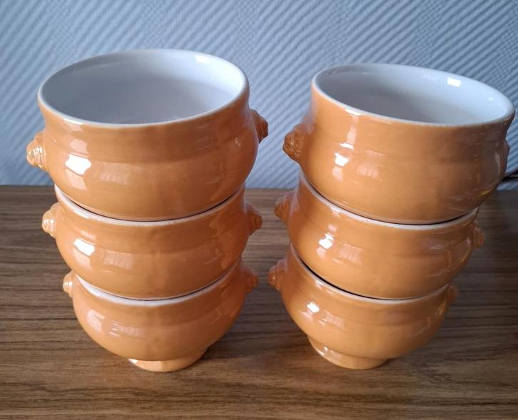 Geglazuurde aardewerken soepkommen 6 stuks, Antiek en Kunst, Antiek | Keramiek en Aardewerk, Ophalen of Verzenden