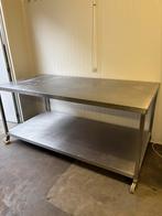 Industrieel sterke inox tafel 1m op 2m hoogte 90cm, Doe-het-zelf en Bouw, Werkbanken, Ophalen, Gebruikt