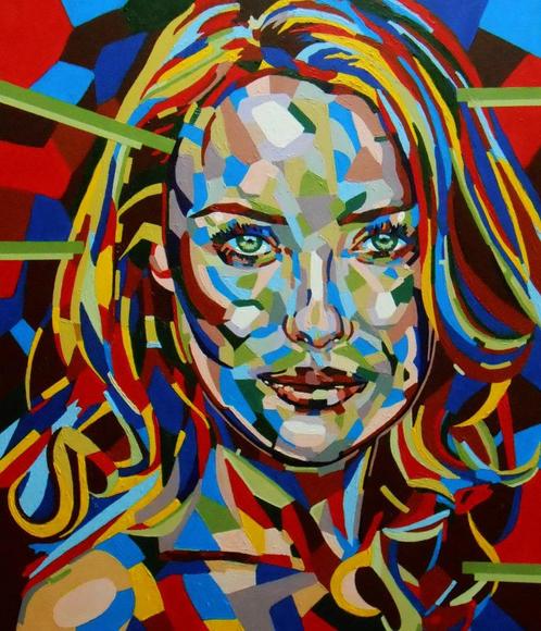 "Bekijk" Groot mozaïekportret, Antiek en Kunst, Kunst | Schilderijen | Modern, Verzenden
