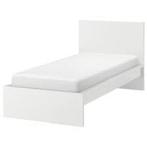 2 x IKEA MALM bed 90x200 + lattenbodem, 90 cm, Gebruikt, Eenpersoons, Wit