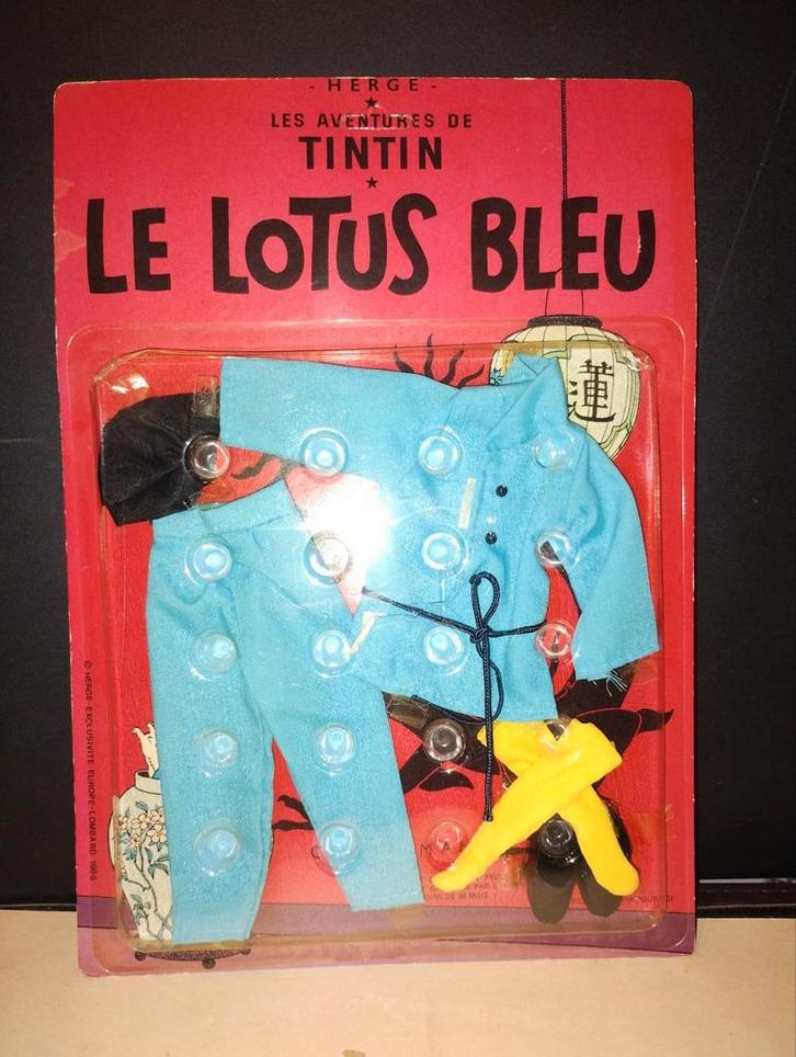 kuifje herge: blister verpakking de blauwe lotus seri 1986, Verzamelen, Stripfiguren, Zo goed als nieuw, Beeldje of Figuurtje