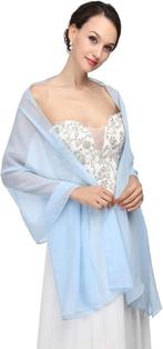 stola lichtblauw - stola chiffon, Kleding | Dames, Mutsen, Sjaals en Handschoenen, Ophalen of Verzenden, Nieuw, Sjaal