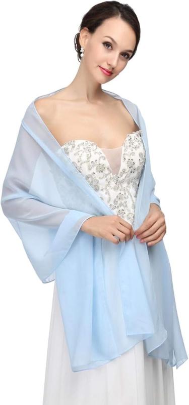 stola lichtblauw - stola chiffon, Kleding | Dames, Mutsen, Sjaals en Handschoenen, Nieuw, Sjaal, Ophalen of Verzenden