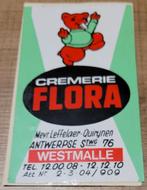 Oude sticker: Cremerie Flora Westmalle, Ophalen of Verzenden, Gebruikt, Winkel of Supermarkt
