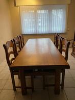 Eiken tafel met 6 bijpassende stoelen, Huis en Inrichting, Tafels | Eettafels, 200 cm of meer, 50 tot 100 cm, Gebruikt, Rechthoekig