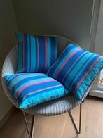 Flamant set van 3 veekleurige kussens 38 x 38 cm, Huis en Inrichting, Ophalen of Verzenden, Zo goed als nieuw, Blauw, Vierkant