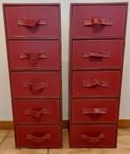 Lot de deux commodes en bois et simili cuir, Ophalen, Minder dan 50 cm, Gebruikt, 5 laden of meer