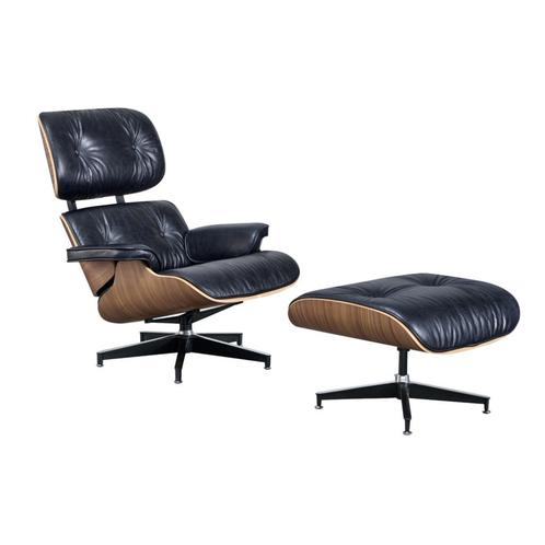 PRE SALE Eames Lounge Chair SET met Ottoman Walnoot Prem. XL, Huis en Inrichting, Fauteuils, Nieuw, Hout, Leer, Metaal, 50 tot 75 cm