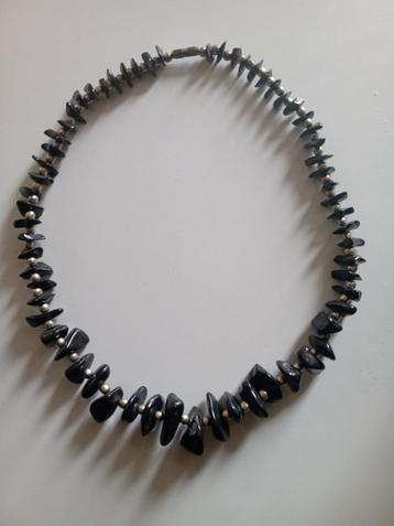 Superbe collier obsidiennes ancien France 1930 Lithothérapie