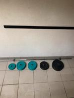 Halterset 44 kg met halter 180 cm, Sport en Fitness, Ophalen, Gebruikt, Halterset