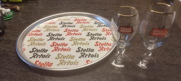 AV-tray en nieuwe Stella Artois-bierglazen, Verzamelen, Biermerken, Ophalen, Nieuw, Glas of Glazen, Stella Artois