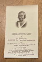 La baronne Gaspard de Turck de Kersbeek + 1937, Verzamelen, Bidprentjes en Rouwkaarten, Ophalen of Verzenden