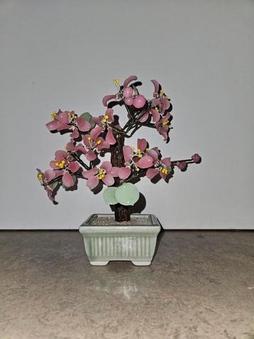 Vintage bonsai boompje in jadeglas  beschikbaar voor biedingen