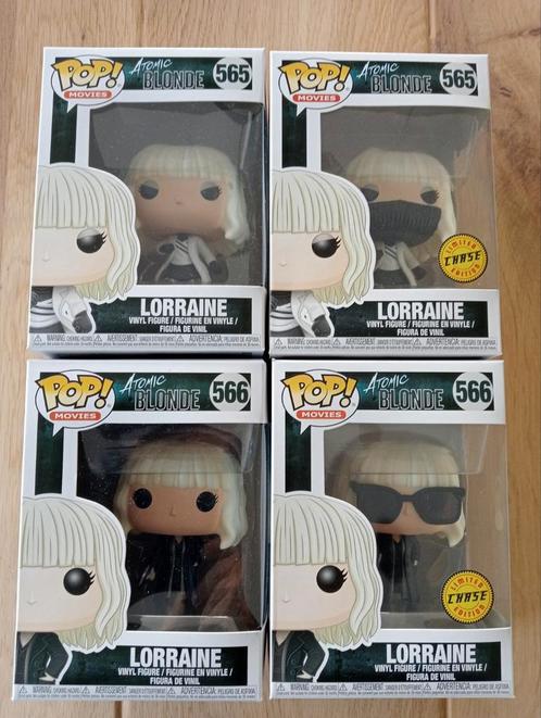 Funko pop set 4 x Atomic Blonde Lorraine #565+566 + Chase, Collections, Jouets miniatures, Utilisé, Enlèvement ou Envoi