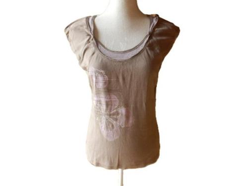 (34) - tee shirt femme t.38 brun rose - affinites -, Kleding | Dames, T-shirts, Zo goed als nieuw, Maat 38/40 (M), Bruin, Korte mouw