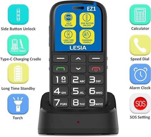 Senioren mobiele gsm (amper gebruikt) LESIA EZ1, Telecommunicatie, Mobiele telefoons | Overige merken, Zo goed als nieuw, Zonder abonnement