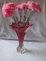 Vase de Murano, fleur d'amaryllis rouge, rose, verre transpa, Antiquités & Art, Enlèvement