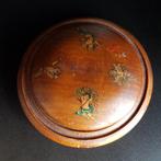 Vintage Houten Bonbonniere met Engeltjes, Gebruikt, Schaal, Rond, Ophalen of Verzenden