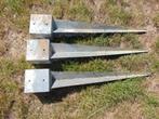 3 Verzinkte paalhouders met punt 15.1 x 75 cm, Tuin en Terras, Palen, Balken en Planken, Ophalen, Gebruikt, Overige typen