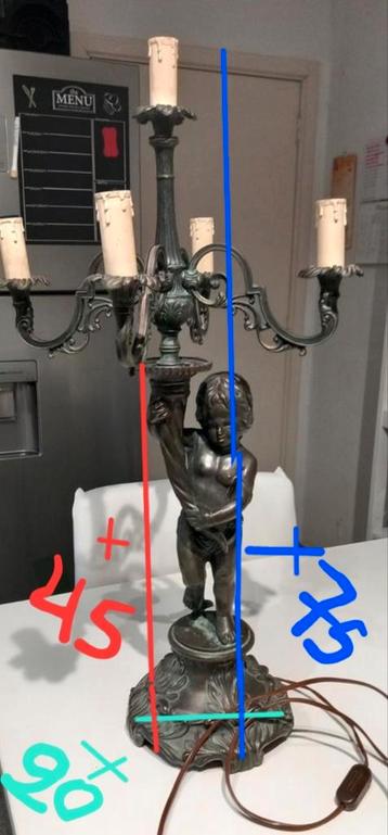 Bronzen Beeld kandelaar Werkt nog Afmetingen staan op foto  beschikbaar voor biedingen