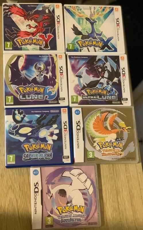 Kavel met 7 originele Pokémon-spellen voor Nintendo (3)DS, Games en Spelcomputers, Games | Nintendo 2DS en 3DS, Zo goed als nieuw
