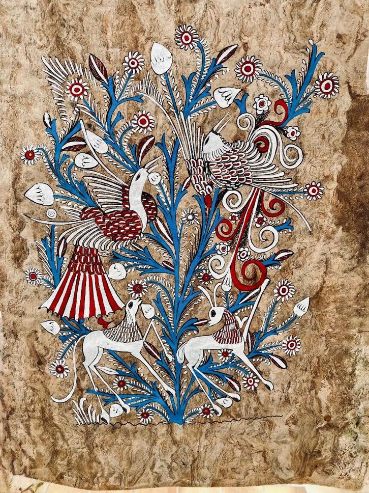 Perkament, gouachetekeningen: woondecoratie, Hobby en Vrije tijd, Schilderen, Zo goed als nieuw, Overige typen, Ophalen of Verzenden