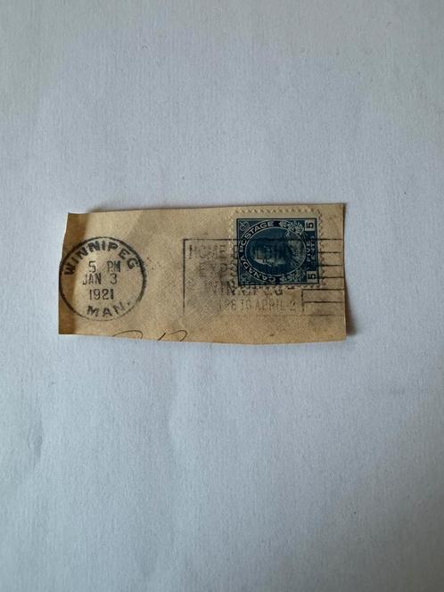Canadese postzegel 5 1921 op fragment geannuleerd Winnipeg, Postzegels en Munten, Postzegels | Amerika, Ophalen of Verzenden