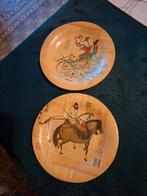 2 vintage Chinese decoratieve bamboe bordjes, Antiek en Kunst, Ophalen of Verzenden