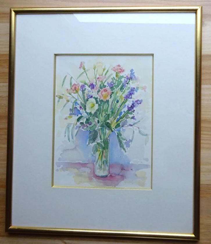 Marijke Remmerie, Aquarel, Bloemen '89, Antiek en Kunst, Kunst | Schilderijen | Klassiek, Ophalen