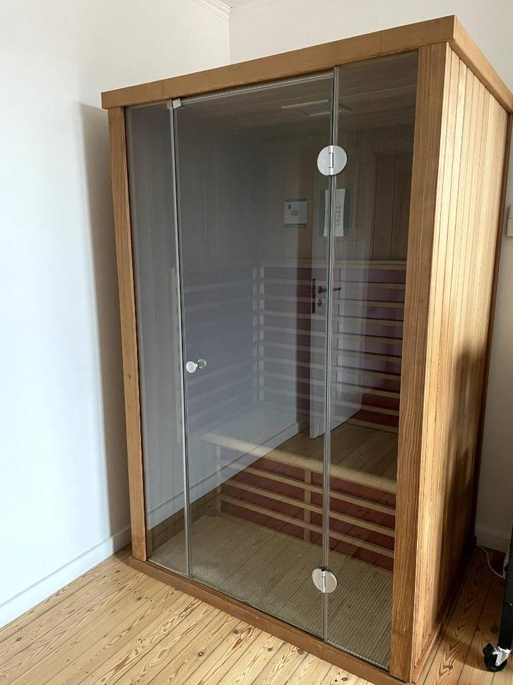 Infraroodcabine Vario Glas 125 Cederhout, Sport en Fitness, Sauna, Zo goed als nieuw, Complete sauna, Infrarood, Ophalen