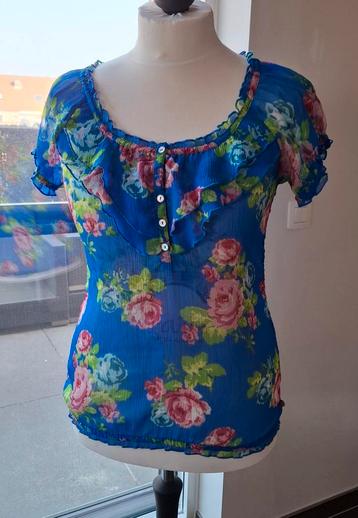 Gebloemde blauwe top America today L., Kleding | Dames, Ophalen of Verzenden, Zo goed als nieuw